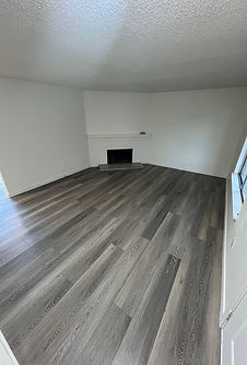 Empty room with light gray walls, modern flooring, and a fireplace, ideal for interior design.